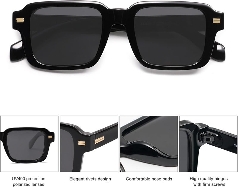 Sojos Trendy Square Polarized Sunglasses for Women Men, Retro Vintage Womens Mens Rectangle Shades SJ2345 - Image 5